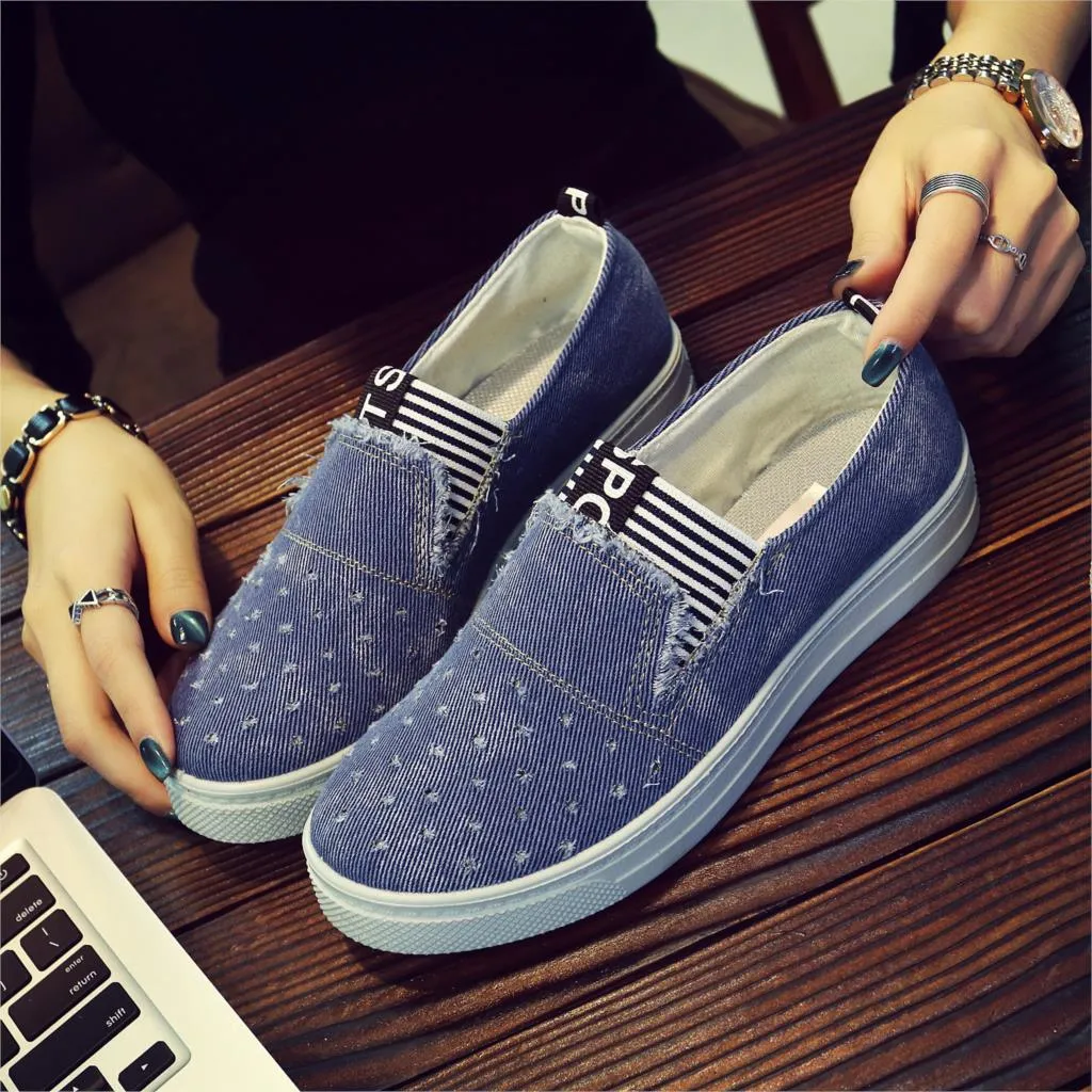 Women Denim Flats Casual Jeans Shoes Winter Work Shoes Business Casual