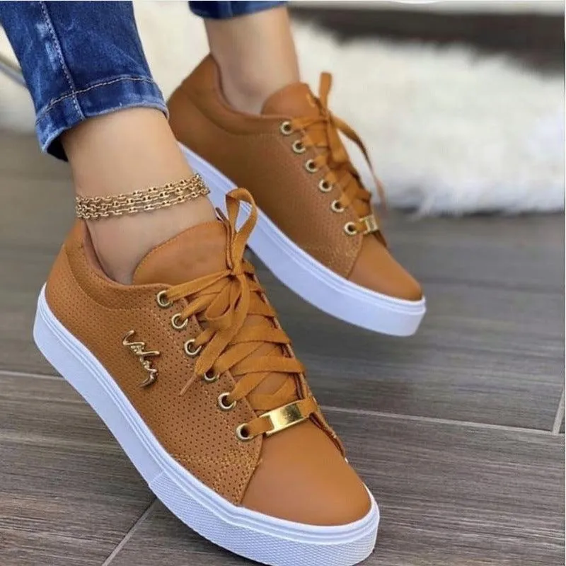 Flat Shoes With Skinny Jeans Women Flat Sneakers Breathable Lace-up Shoes