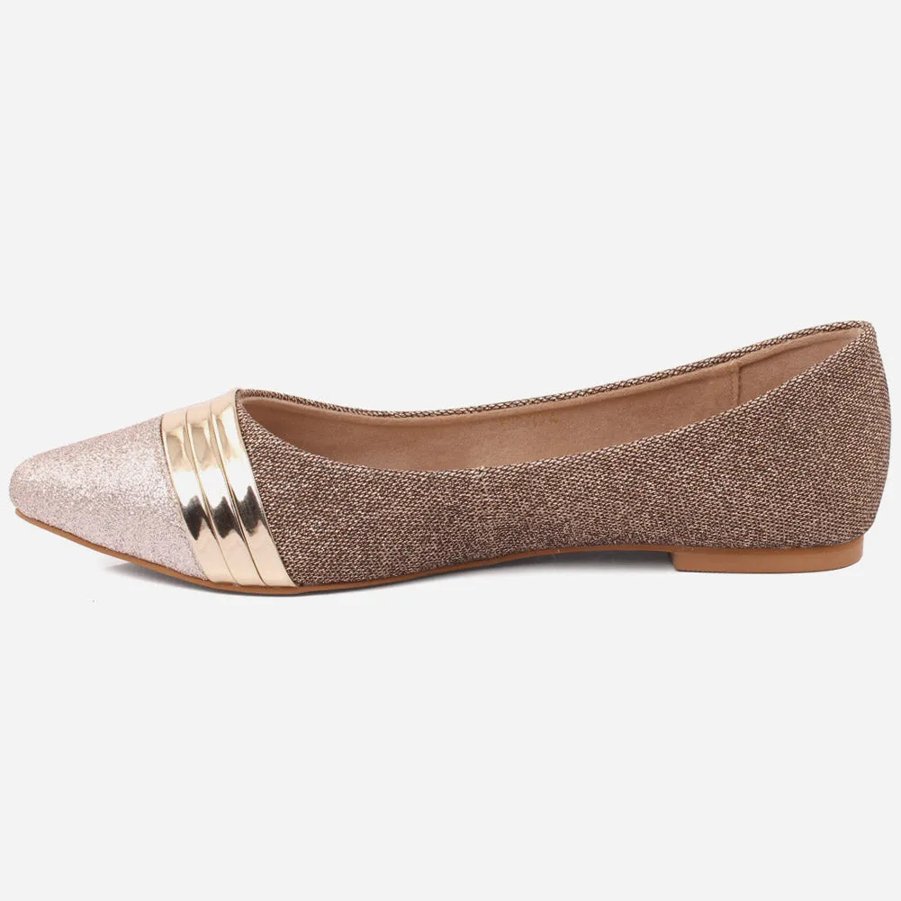 Women "Vikander" Smart & Casual Glitter Flat  shoes Leather Lace Up Flat Shoes