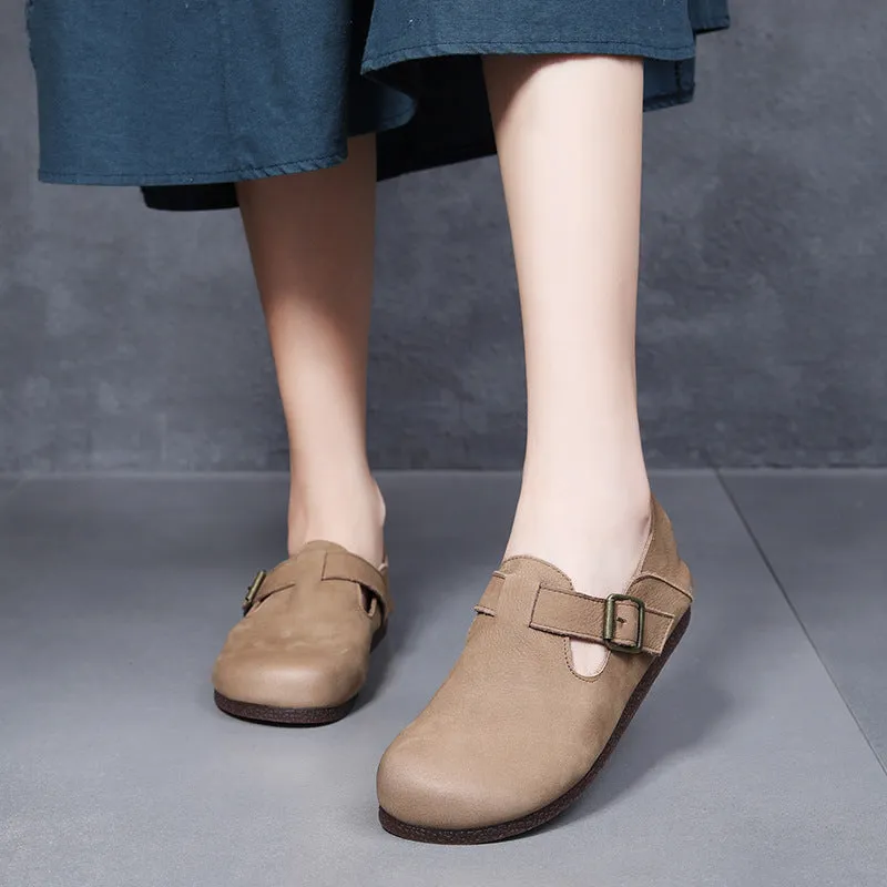 Best Shoes For Weak Ankles And Flat Feet Women Retro Flat Buckle Slip On Shoes