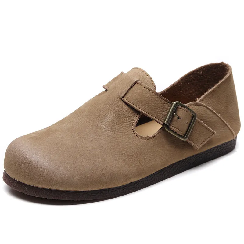 Flats Shoes Worship Women Retro Flat Buckle Slip On Shoes