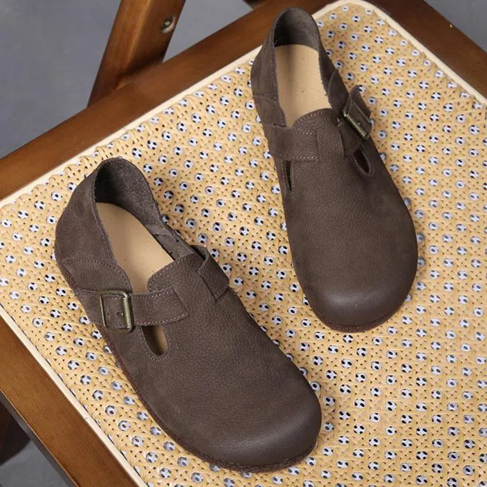 Flat Shoe Box Women Retro Flat Buckle Slip On Shoes