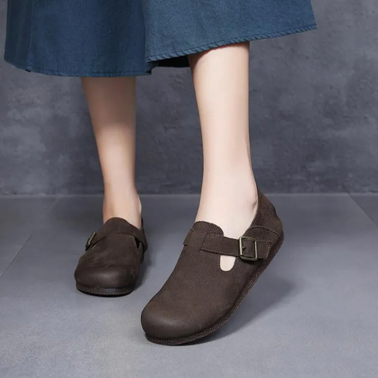Formal Dress With Shoes Women Retro Flat Buckle Slip On Shoes
