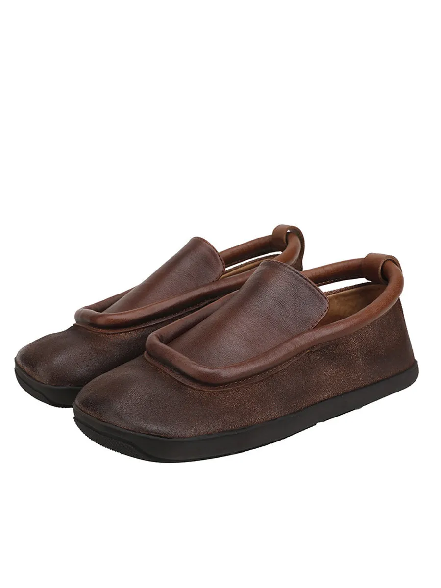 Women Round Toe Flat Vintage Leather Shoes Orthopedic Shoes
