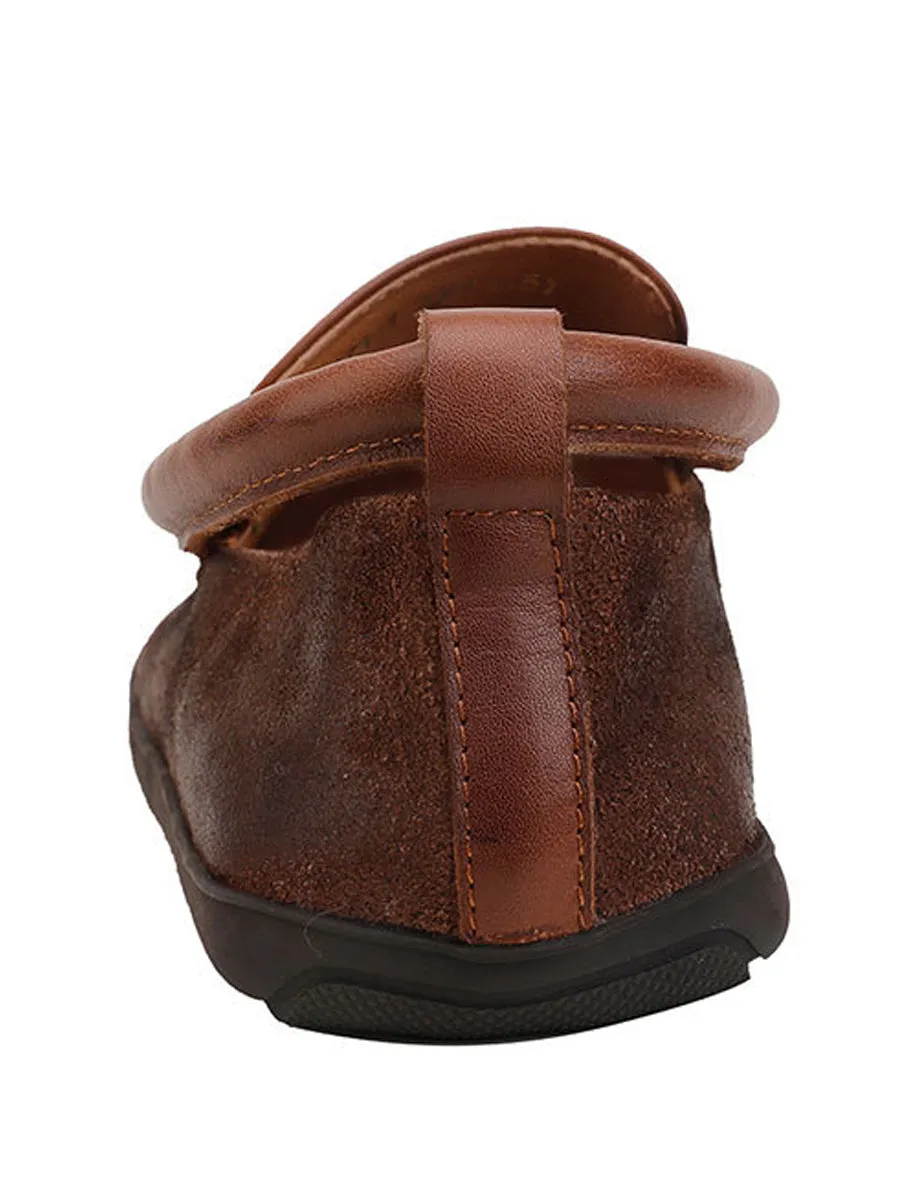 Flat Shoes With Spikes Women Round Toe Flat Vintage Leather Shoes