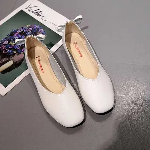 Grey Casual Shoes Women Shoes Bowknot Soft Casual Flats