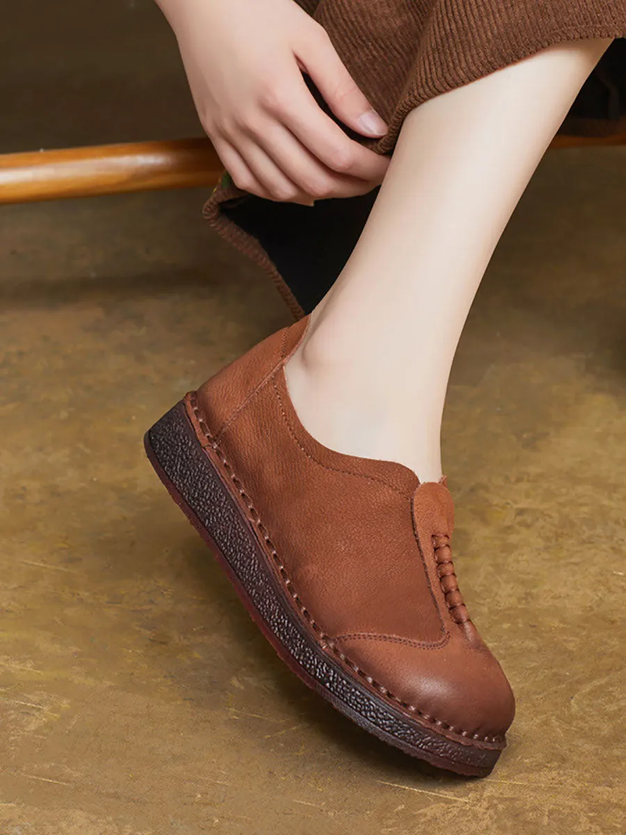 Women Vintage Soft Genuine Leather Flat Shoes Steve Madden Flat Shoes