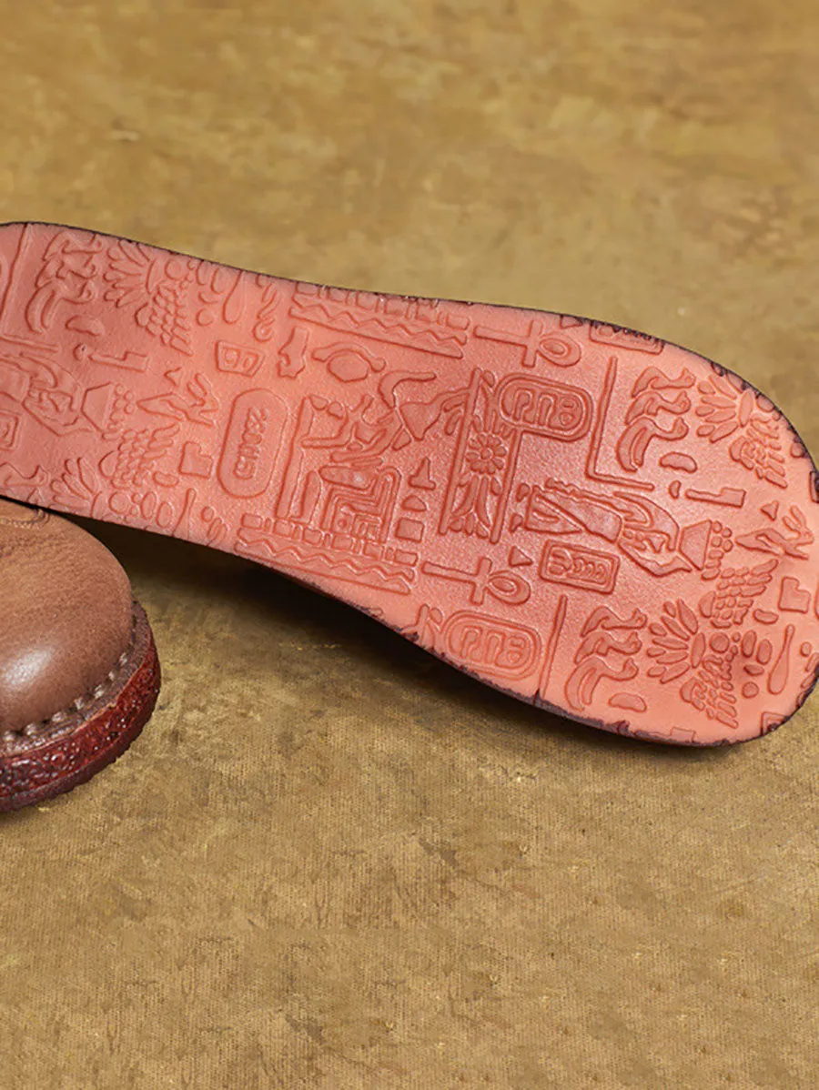 Suits With Shoes Women Vintage Soft Genuine Leather Flat Shoes