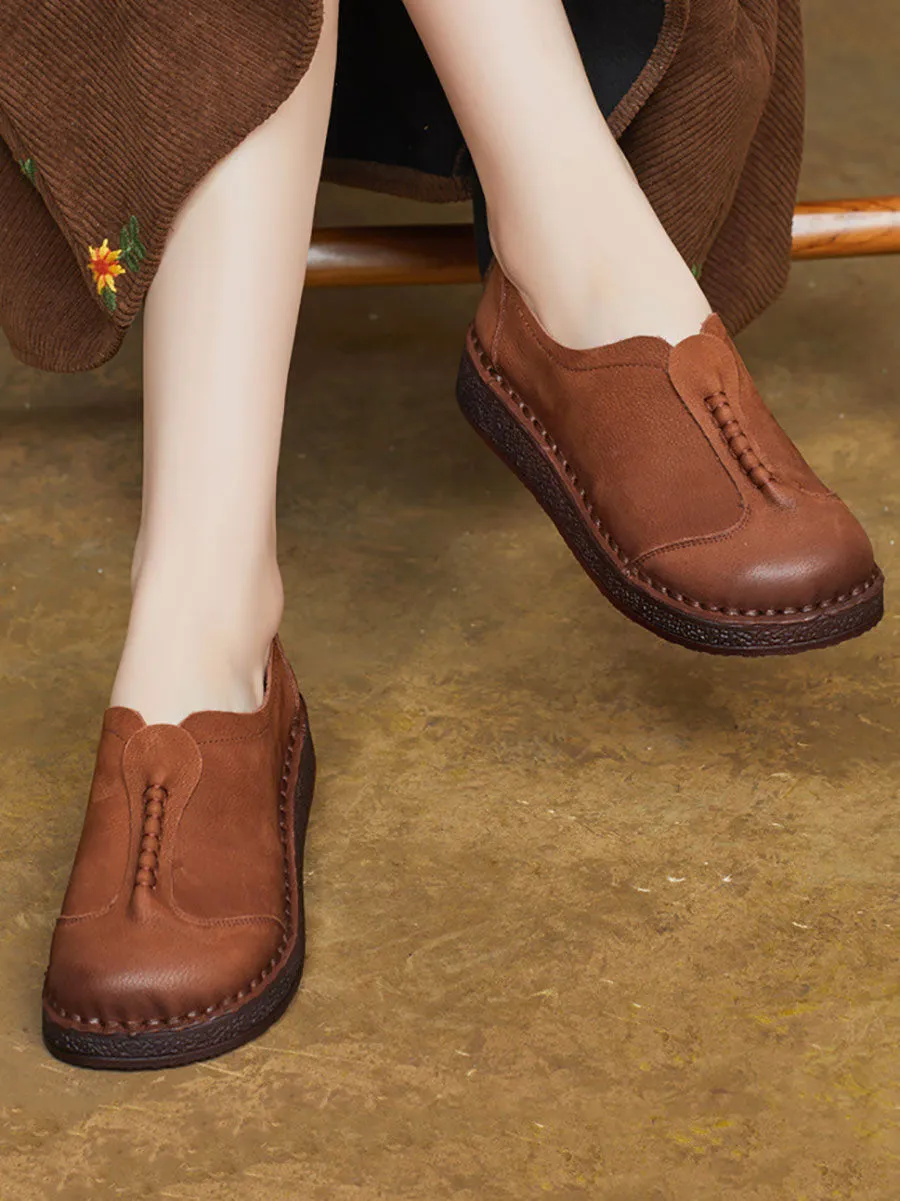 Women Vintage Soft Genuine Leather Flat Shoes Best Flat Sole Training Shoes