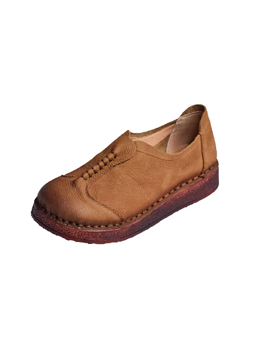 Flat Shoes To Wear With Jeans Women Vintage Soft Genuine Leather Flat Shoes