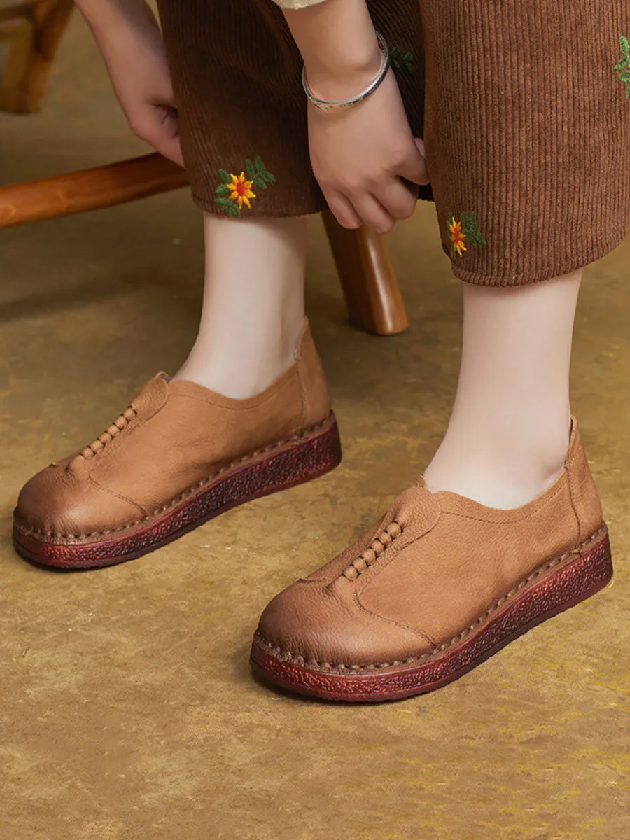 Best Running Shoes For Flat Feet And Bunions Women Vintage Soft Genuine Leather Flat Shoes