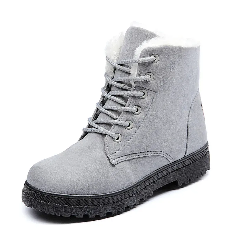 Cushion Neutral Running Shoes Women Winter Boots Ladies Snow Boots Lace Up Ankle Boots Female Non Slip Plush Fur Shoes Keep Warm Ankle Botas  kodez
