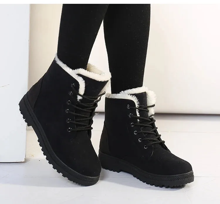 Women Winter Boots Ladies Snow Boots Lace Up Ankle Boots Female Non Slip Plush Fur Shoes Keep Warm Ankle Botas  kodez Best Casual And Running Shoes
