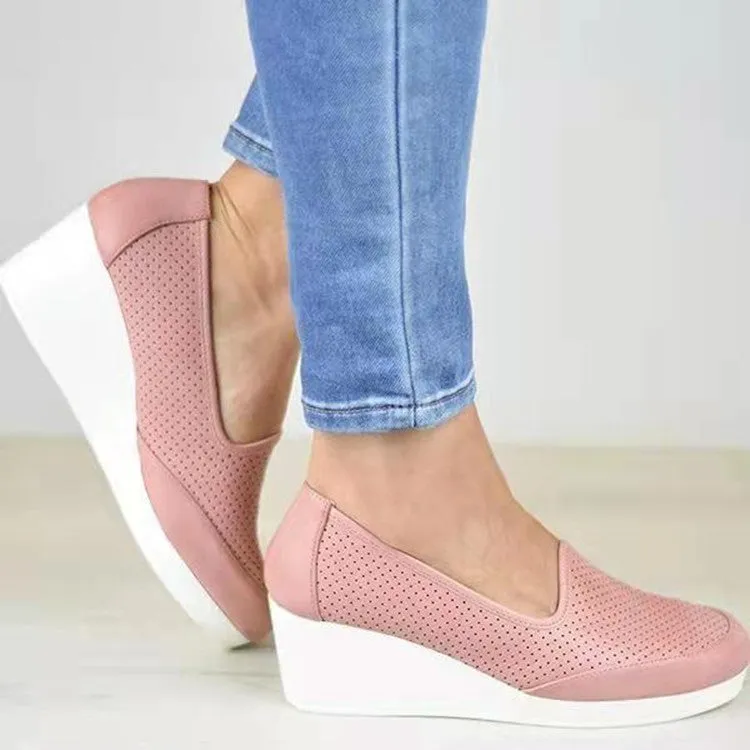 Women's Flat-heel Hollow Single Shoes Women Casual Flat Slip On Shoes