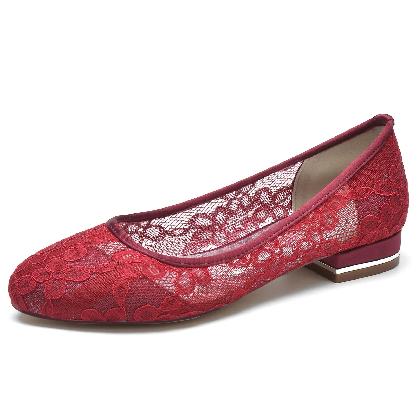 Women's Lace With Lace Closed Toe Flat Heel Evening Shoes Flat Hoco Shoes