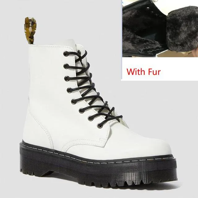 Women's Platform Flat Boots Chunky Motorcycle Boots For Women Nice Shoes