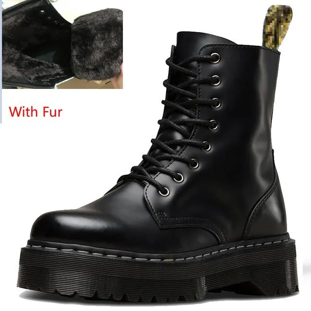 The Opposite Of Flat Shoes Women's Platform Flat Boots Chunky Motorcycle Boots For Women