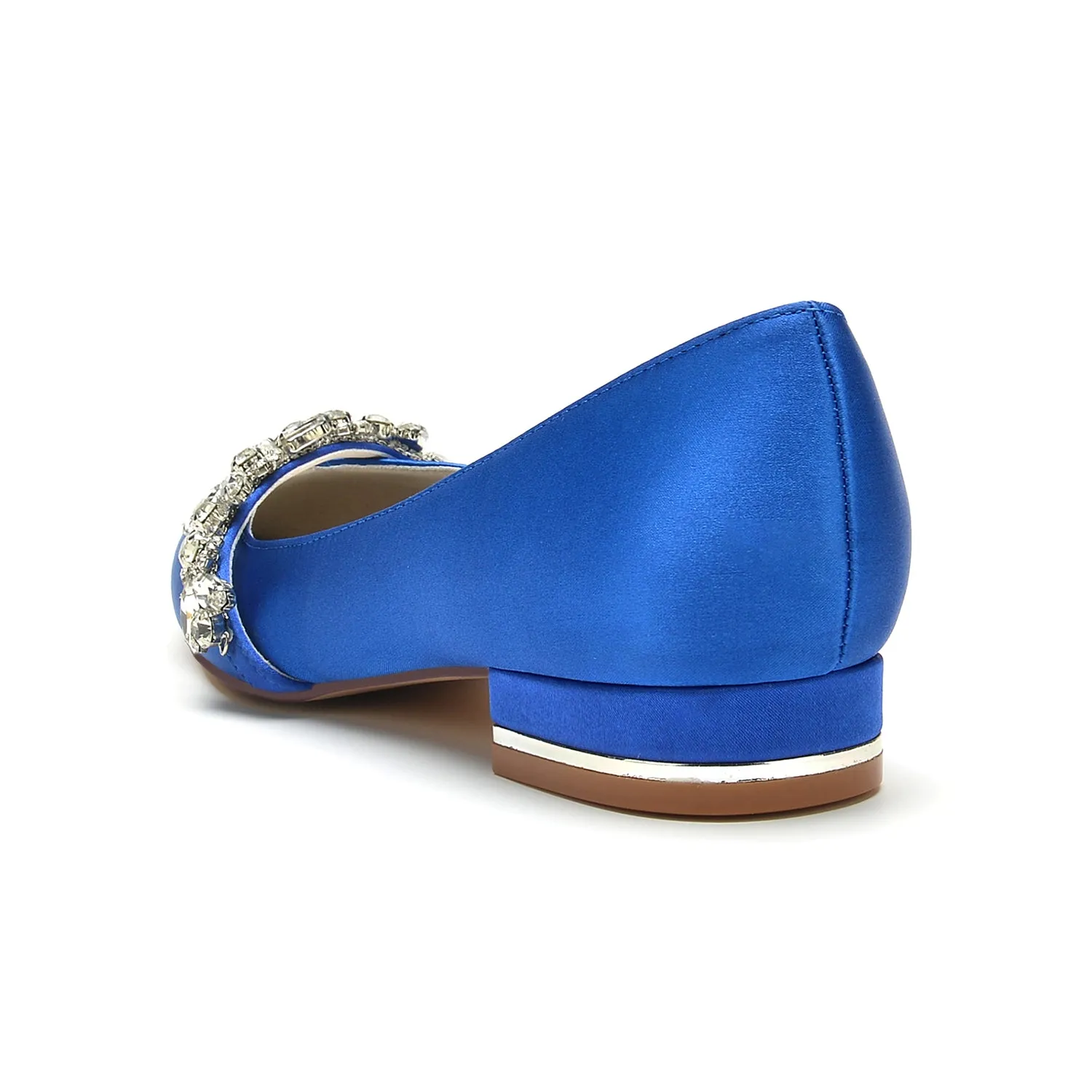 Women's Silk Satin Closed Toe With Flat Heel Rhinestone Wedding Shoes Best Running Shoes For Very Flat Feet