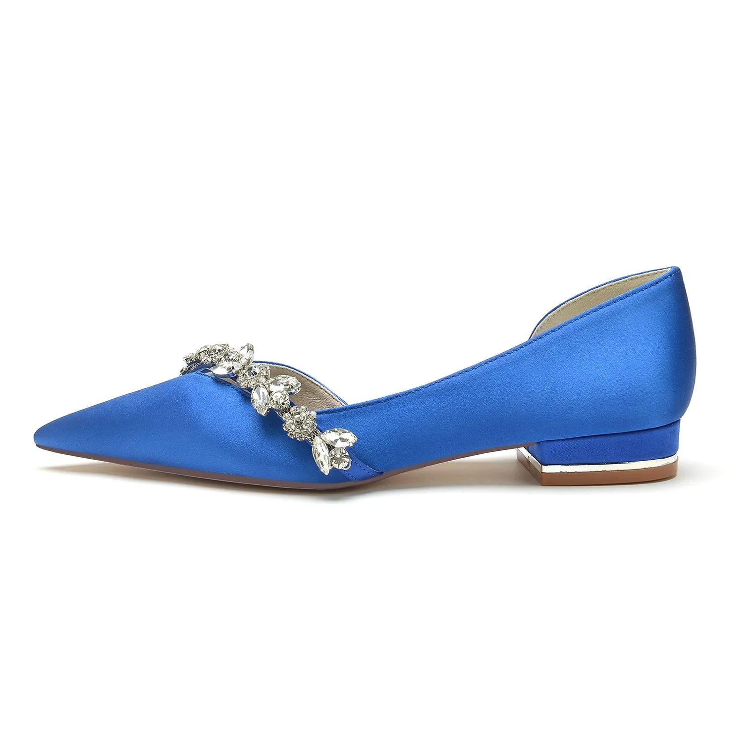Qvc Shoes Flats Women's Silk Satin Closed Toe With Flat Heel Rhinestone Wedding Shoes