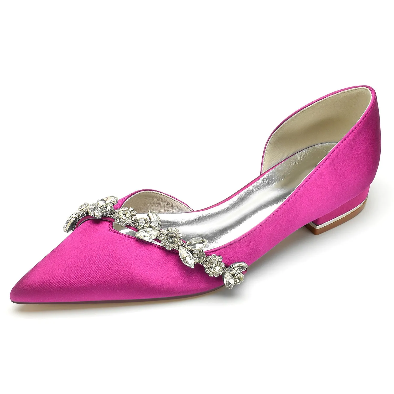 Women's Silk Satin Closed Toe With Flat Heel Rhinestone Wedding Shoes Dillards Shoes Flats