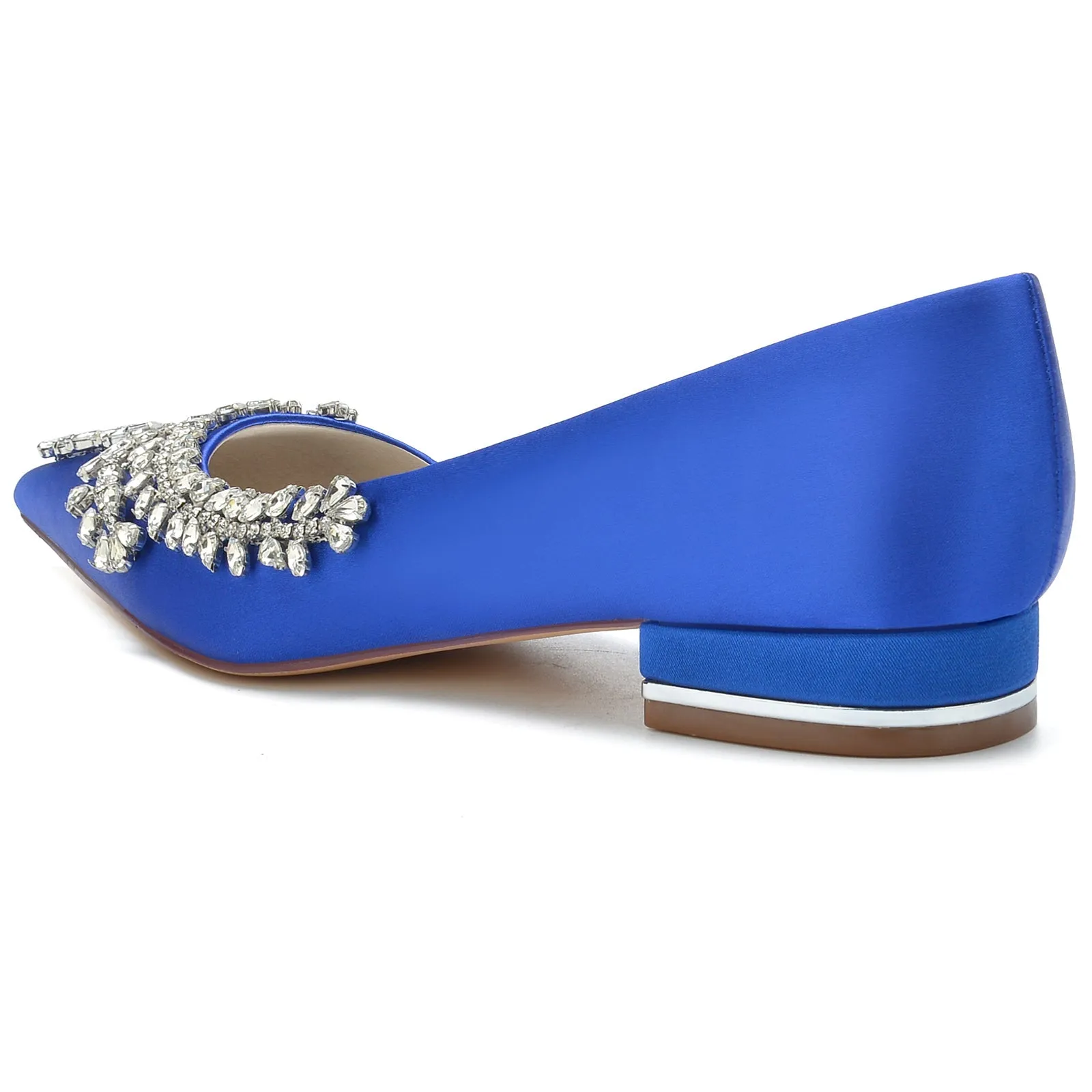 Shoes Designed For Flat Feet Women's Silk Satin Flat Heel With Closed Toe Rhinestone Wedding Shoes
