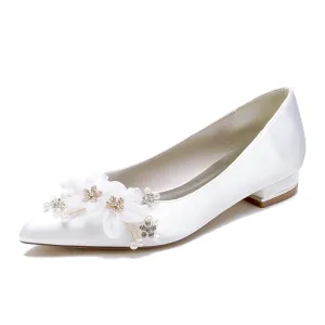 Charter Club Shoes Flats Women's Silk Satin With Flower Closed Toe Flat Heel Party Shoes