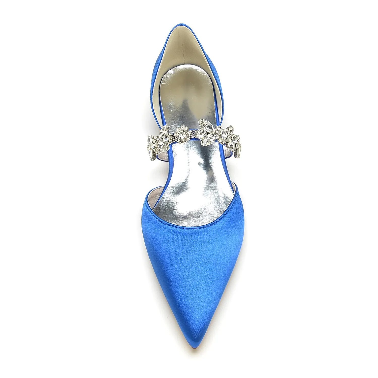 Women's Silk Satin With Rhinestone Closed Toe Flat Heel Wedding Shoes Flat Leopard Print Shoes