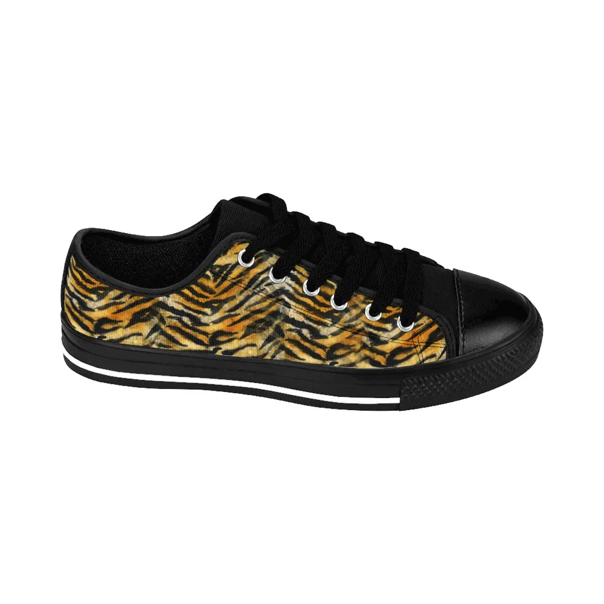 Ride Boots Orange Tiger Stripe Men's Low Tops, Animal Print Men's Low Top Sneakers Running Shoes (US Size: 7-14)