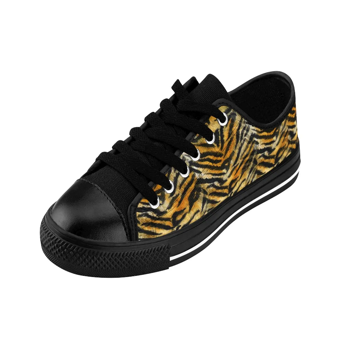 Boxing Boots Orange Tiger Stripe Men's Low Tops, Animal Print Men's Low Top Sneakers Running Shoes (US Size: 7-14)